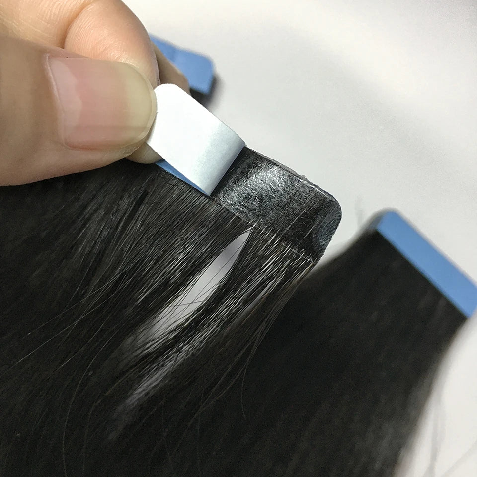 Straight Remy Human Hair Skin Weft Adhesive Tape-Ins