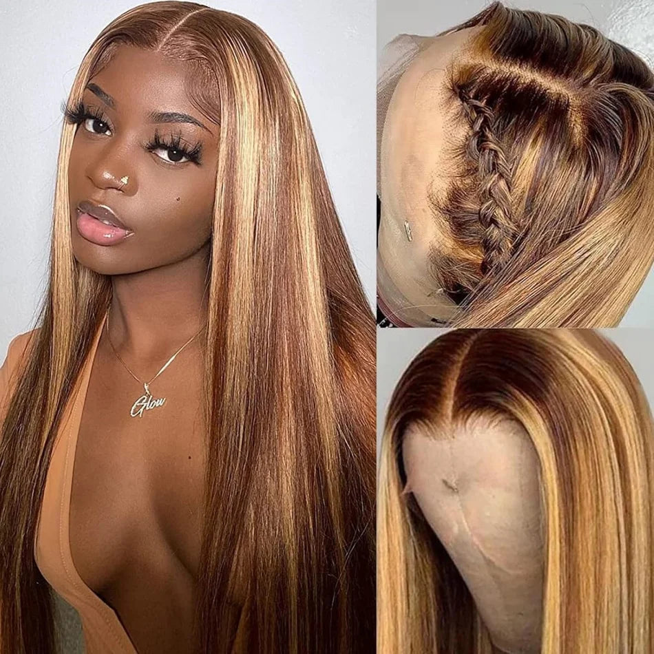 Ombre Highlight Bone Straight - HD Lace Front Human Hair Wig