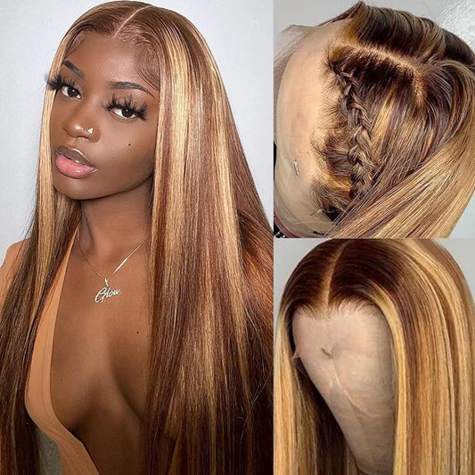 Ombre Highlight Bone Straight - HD Lace Front Human Hair Wig