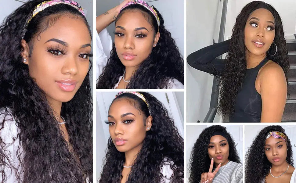 G&T Synthetic Headband Wet and Wavy Curly Wigs