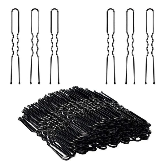 100PCS U Shaped Black Wave Bobby Pins