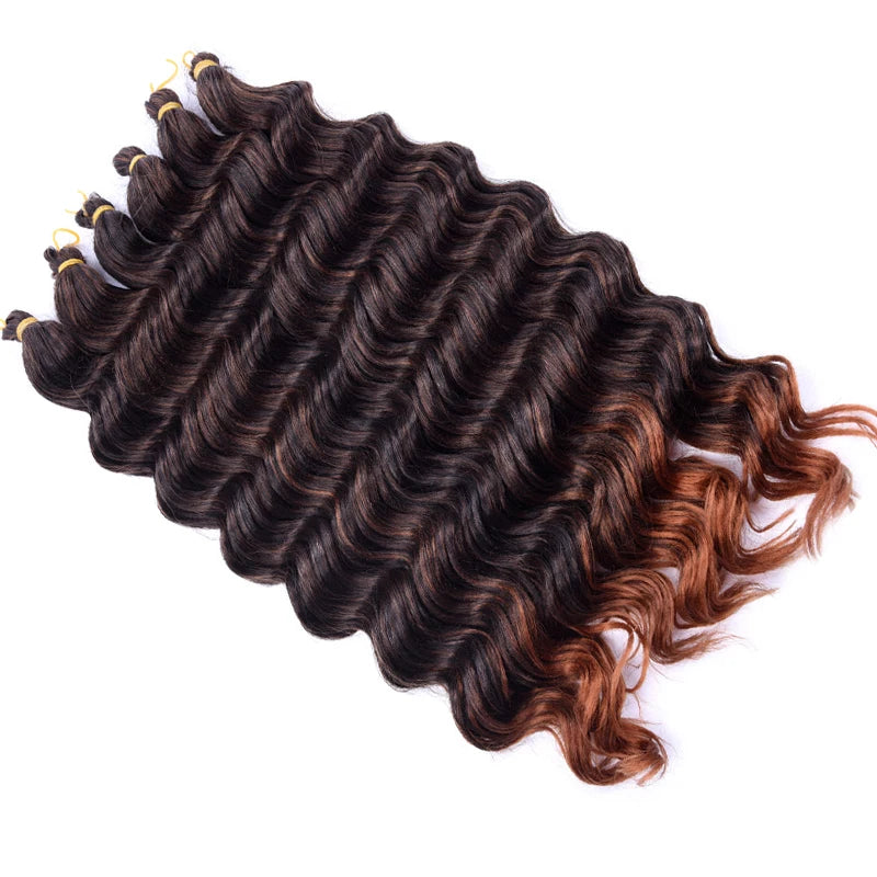 Ombre Deep Water Wave Bulk Crochet Synthetic Hair - Various Colors Available