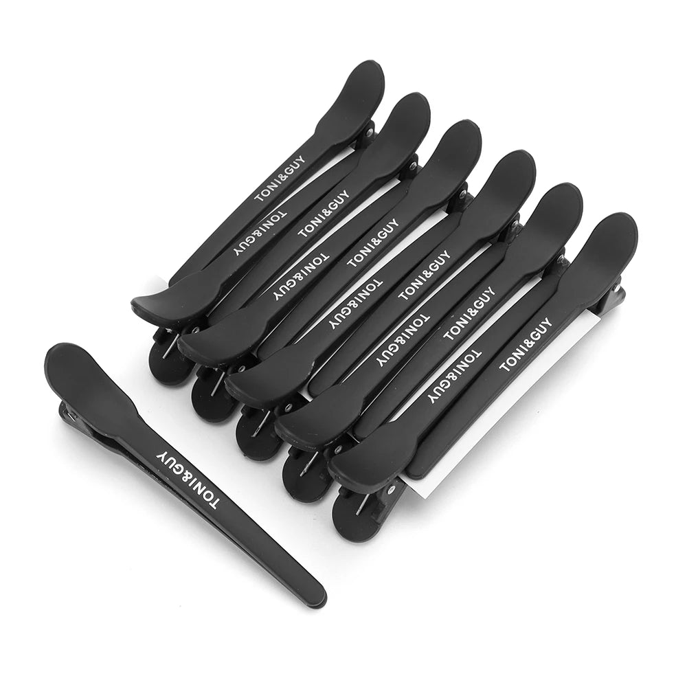 12pcs Hairdressing Hair Clip Salon  Alligator Hair Clips Plastic Black Non-Slip Clamps Salon Hair Care Styling Tools