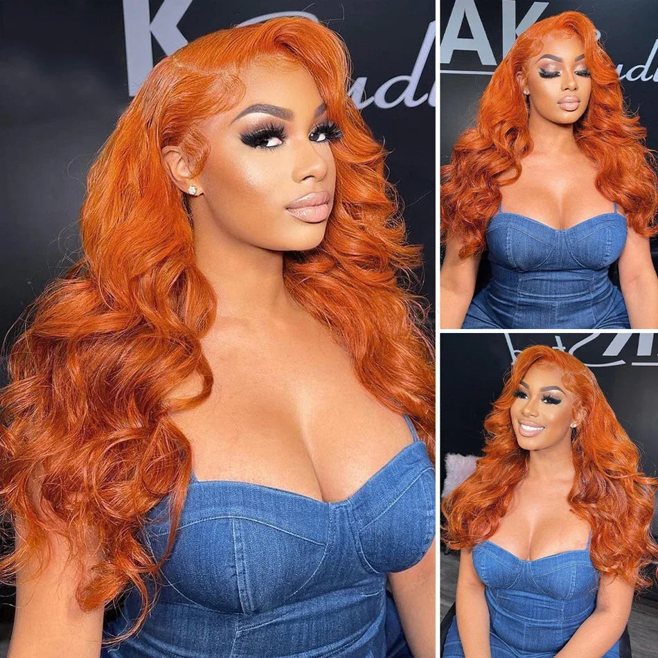Ginger Orange Brazilian Body Wave - Glueless Lace Front Human Hair Wig