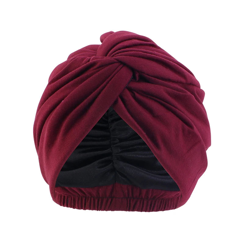 Women Double Layer Satin Lining Stretch Turban