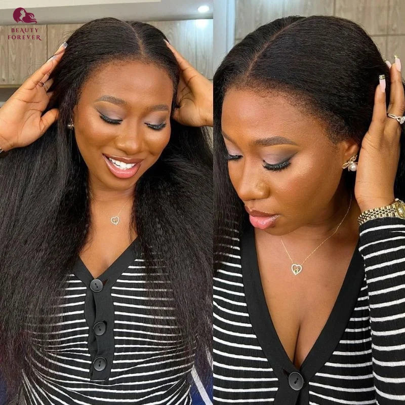Yaki Straight - Elastic Drawstring Glueless Human Hair 7x5 Bye Bye Knots Wear and Go Wig