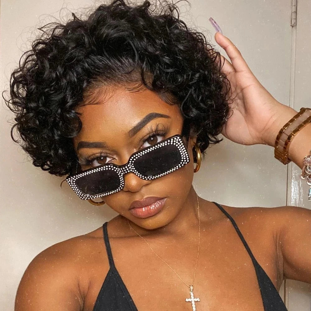 Pixie Curl Cut - Human Hair Wigs In Various Colors