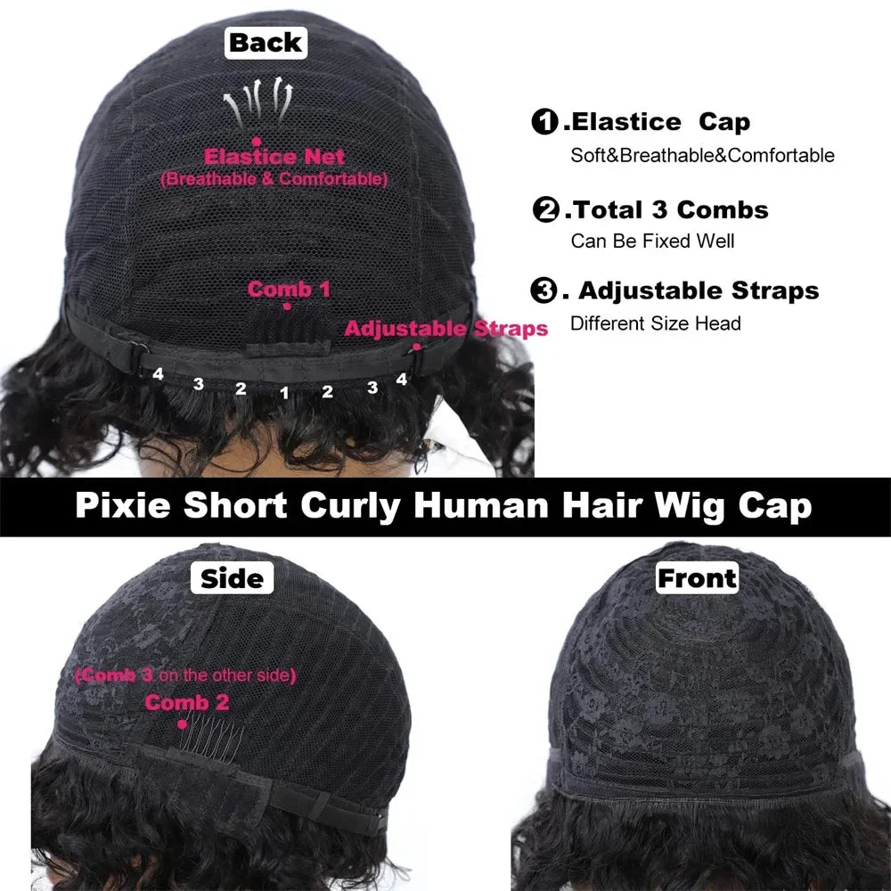 Afro Rose Curly Human Hair Wig with Bangs