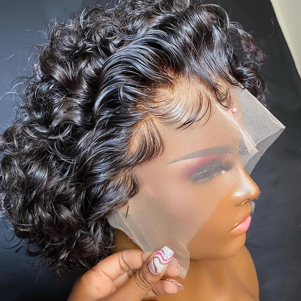 Pixie Curl Cut - Human Hair Wigs In Various Colors