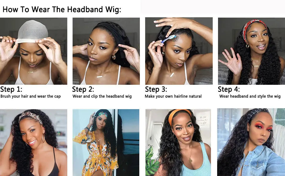 G&T Synthetic Headband Wet and Wavy Curly Wigs