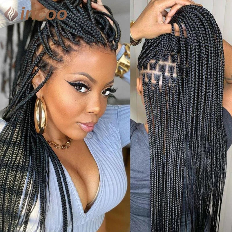 36" Full Lace Front Synthetic Box Braided Knotless Wigs - Various Colors Available