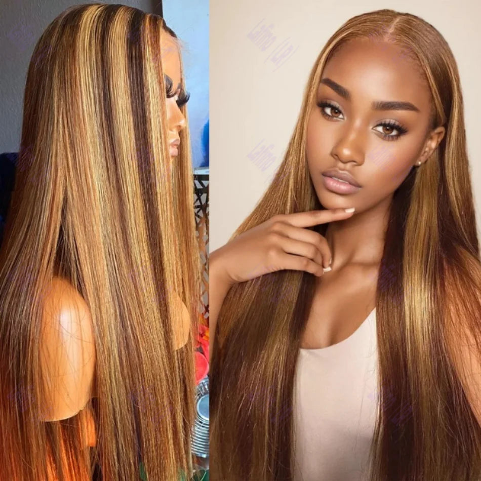 Ombre Highlight Bone Straight - HD Lace Front Human Hair Wig