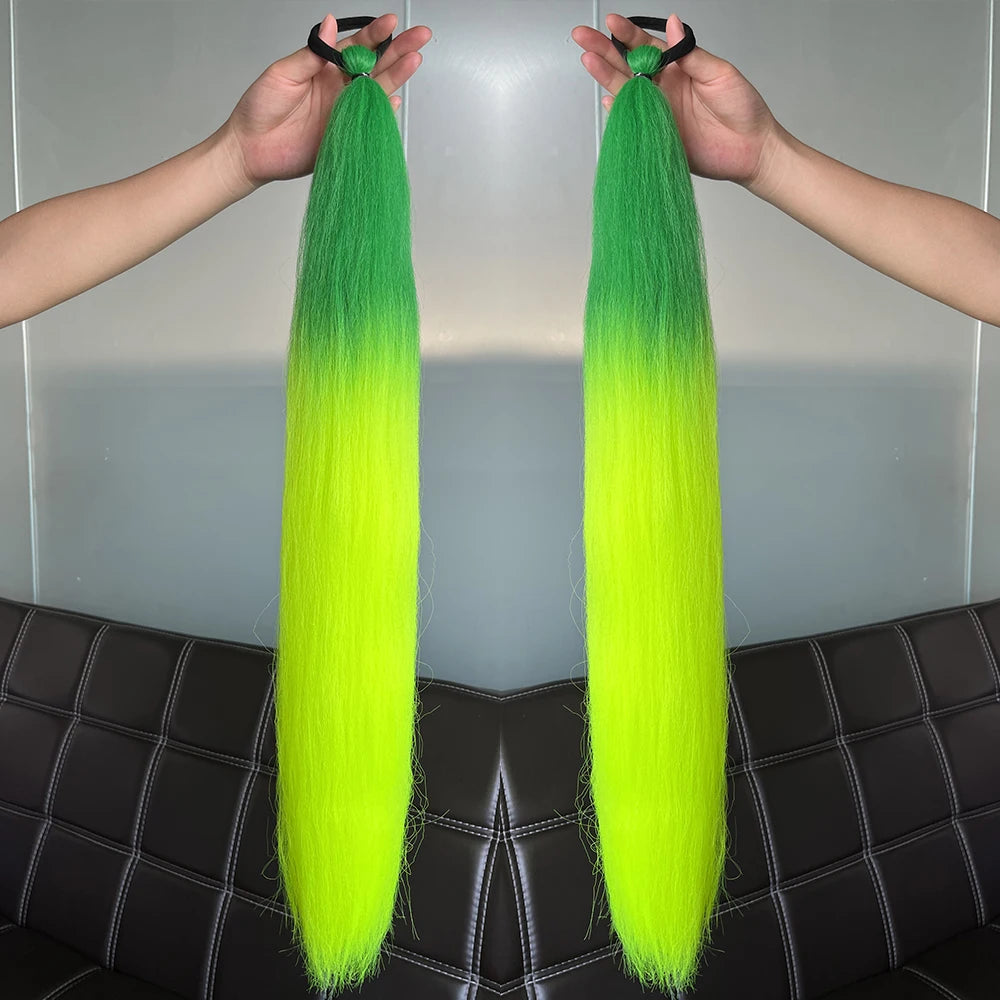 Synthetic Colorful 2Pcs Long Straight Ponytail Hairpiece with Rubber Band