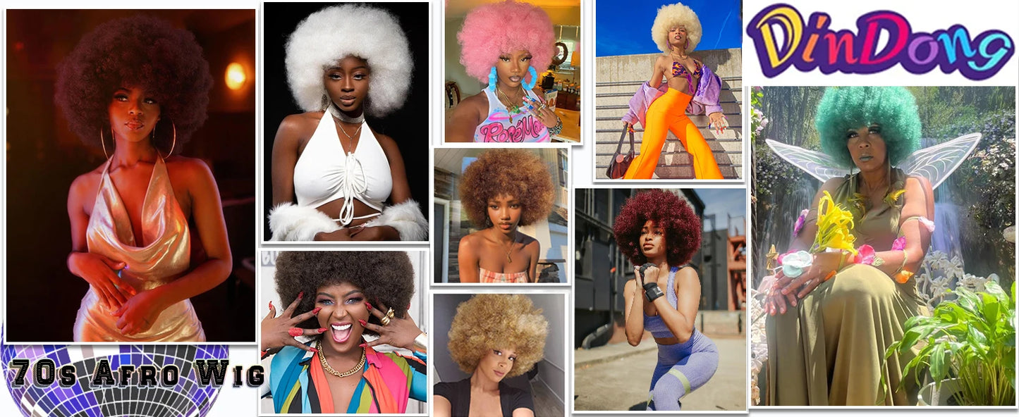 Short Synthetic Afro Kinky Curly Wigs - Various Colors Available