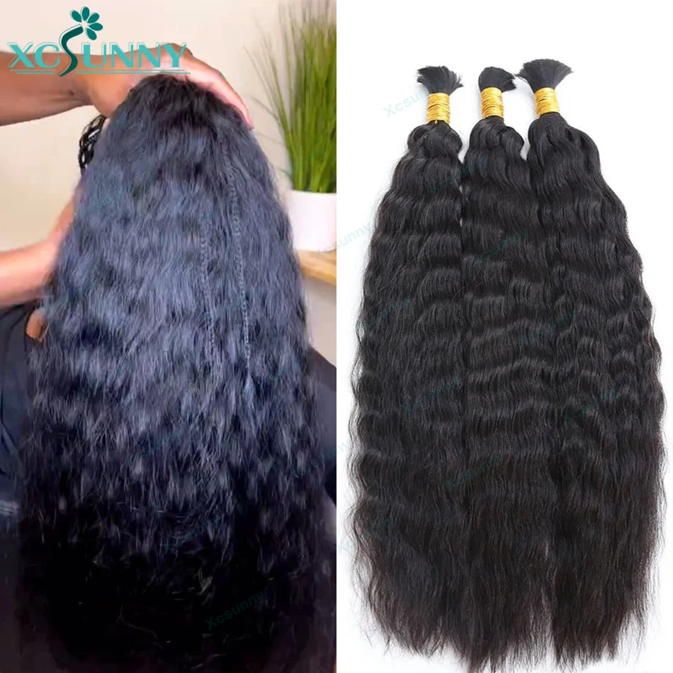 Wet And Wavy Natural Color Human Braiding Hair