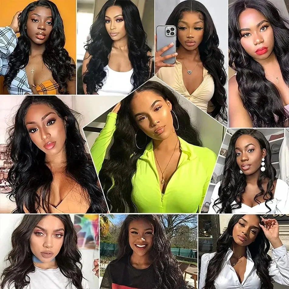 Body Wave Middle Part Lace Human Hair Wig with Bangs