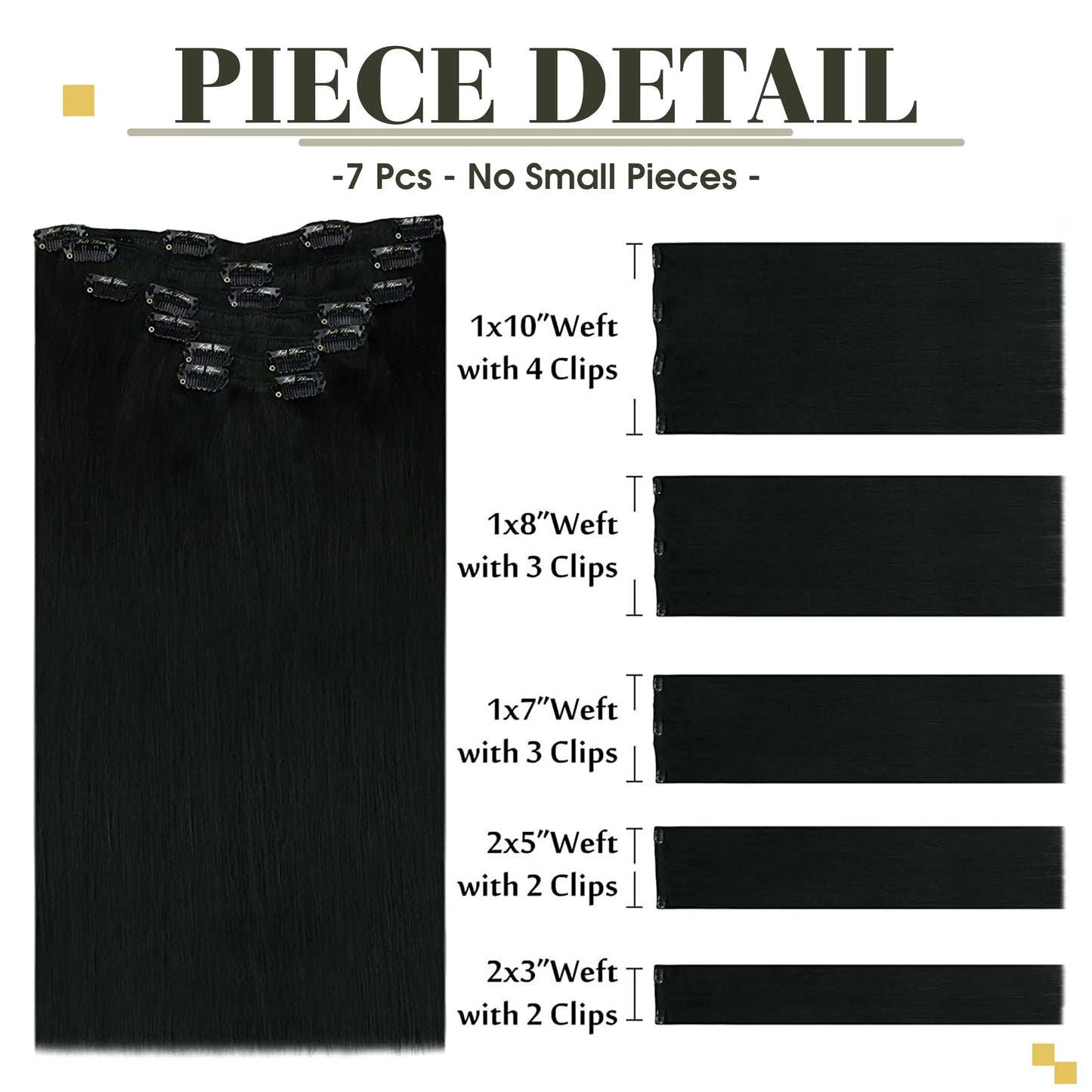 Straight Human Hair Clip-in Extensions, 7Pcs 80 &105g  - Various Colors Available