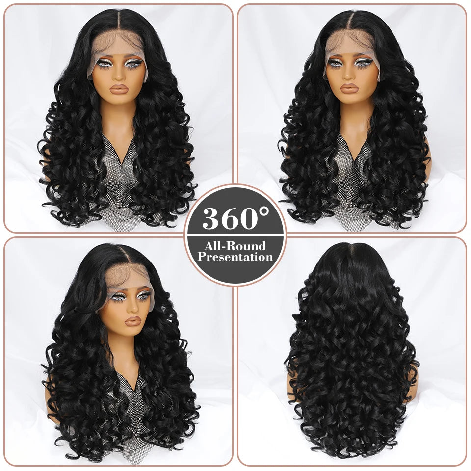 Curly Pre-Plucked Baby Hair Synthetic Lace Front Wigs - Various Colors Available