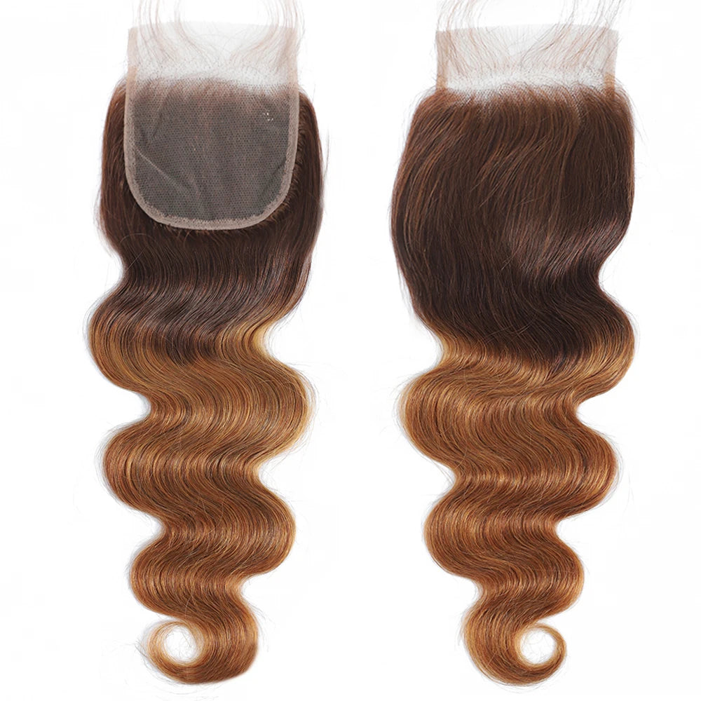 1B99J Body Wave Bundles With Closure Brazilian Human Hair