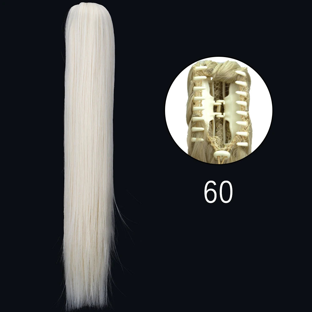 Synthetic Long Straight Claw Clip On 24Inch Ponytail