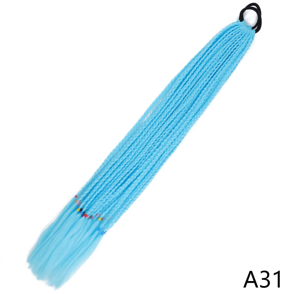Synthetic Gradient Color Braided Ponytails With Elastic Band