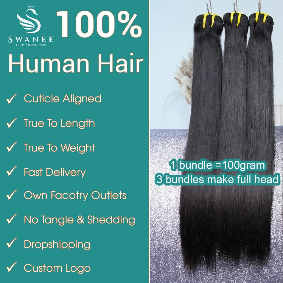 Bone Straight Human Hair Bundles 12A Grade 100% Unprocessed Raw Vietnamese Virgin Weft #1B Natural Black