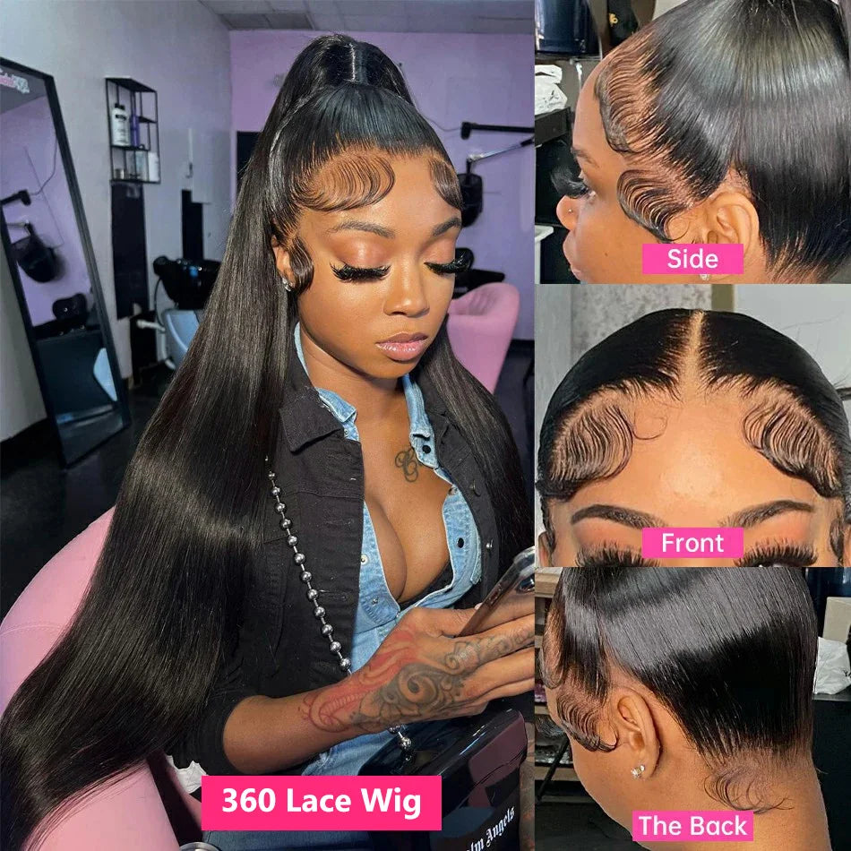 Straight - Transparent 360 Lace Glueless Human Hair Wig