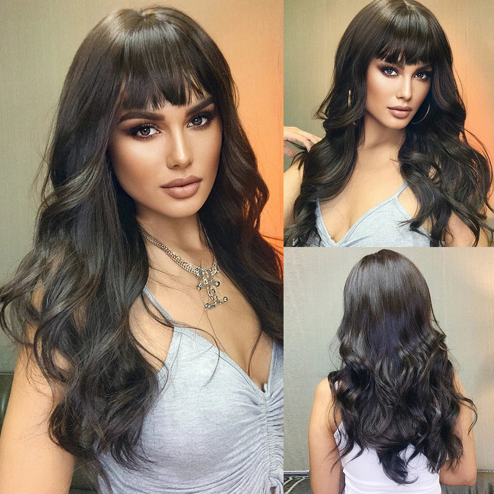 Long Curly Wavy Cosplay Synthetic Wigs With Bangs - Various Colors Available