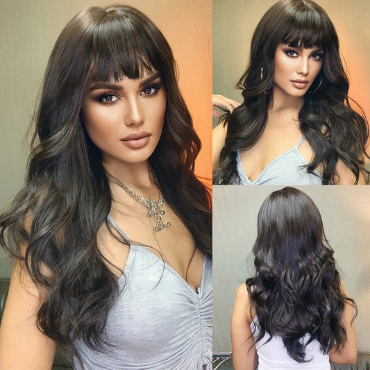 Long Curly Wavy Cosplay Synthetic Wigs With Bangs - Various Colors Available