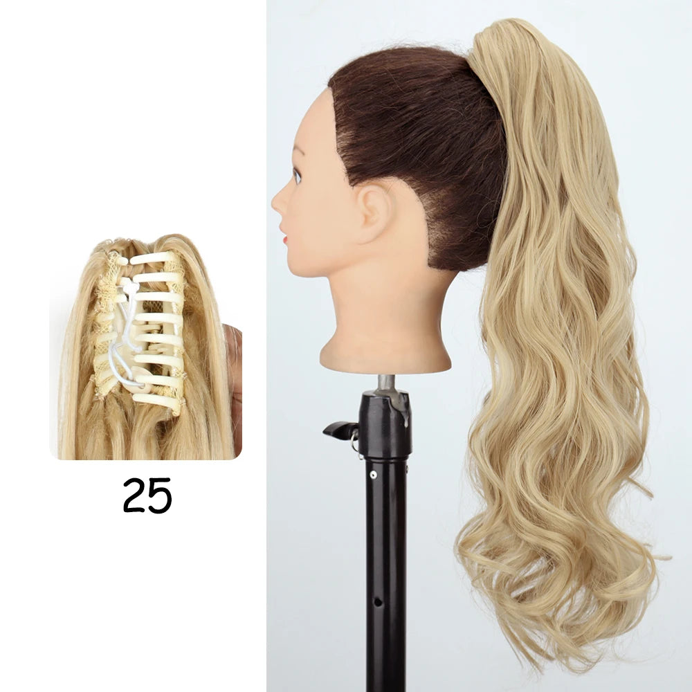 Synthetic 24" Long Wavy Claw Clip On Ponytail