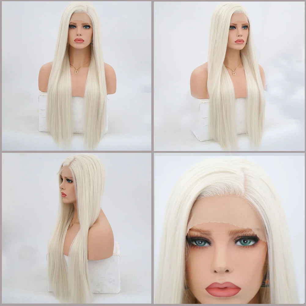 Synthetic Lace Front Long Silky Straight Hair With Middle Wigs - Various Colors Available