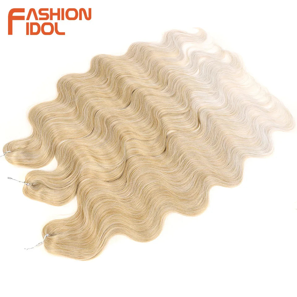 Ombre Body Wave Crochet Hair 24 Inch Long Synthetic Hair - Various Colors Available