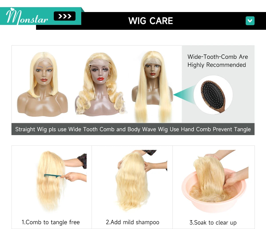 Dark Root 1B 613 Ombre Blonde13 Brazilian Straight  - Full Lace Front Human Hair Wig
