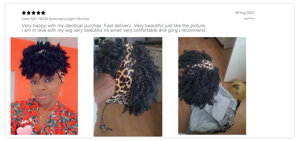 Synthetic Short Kinky Curly Headband Wigs - Various Colors Available