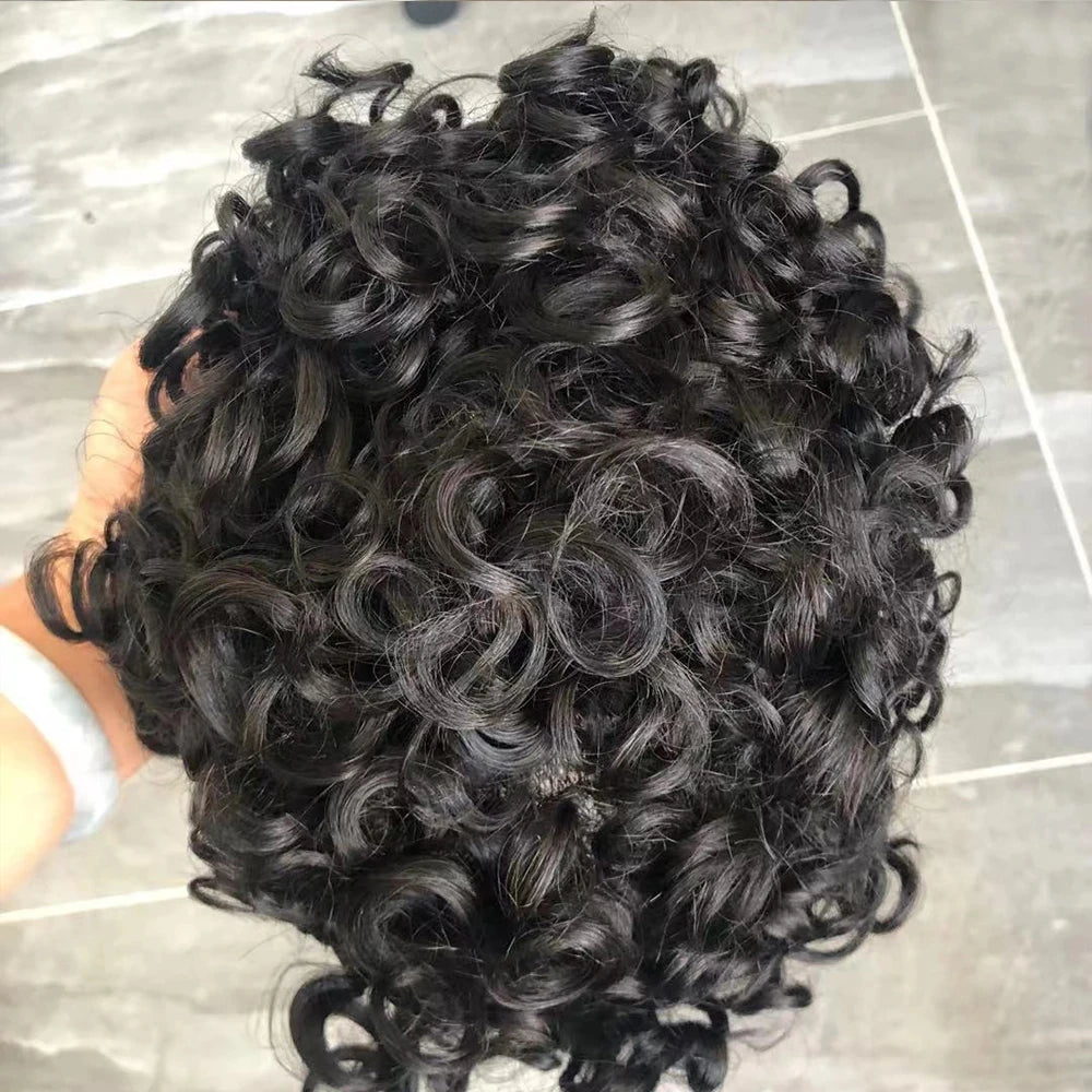 Full Skin Base 20mm Curly Human Hair- Durable Prosthesis System With Natural Frontline - Various Colors Available