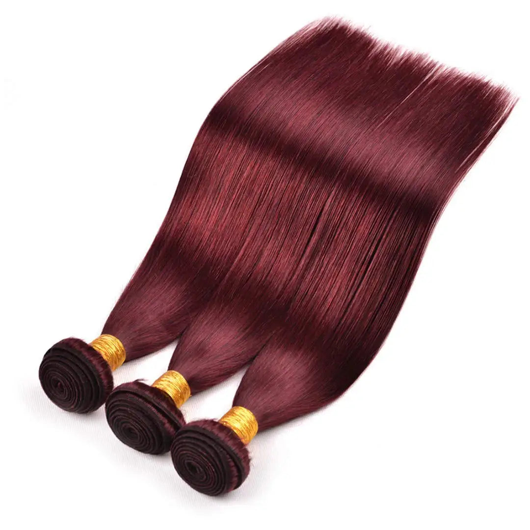 Wine Red #99J Remy Silky Straight Unprocessed Virgin Human Hair Bundles
