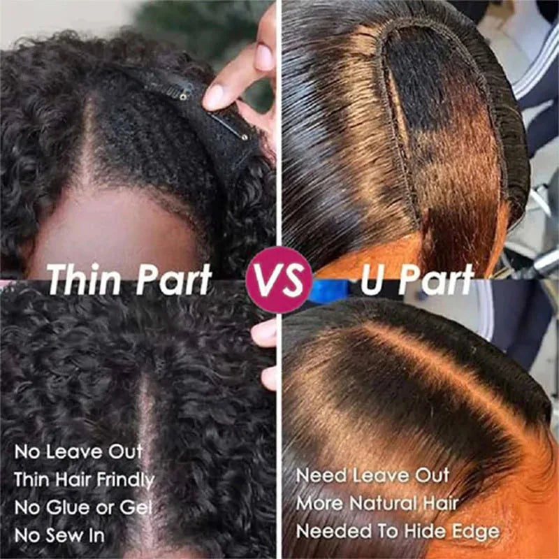 Kinky Curly U & V Part Wig Human Hair