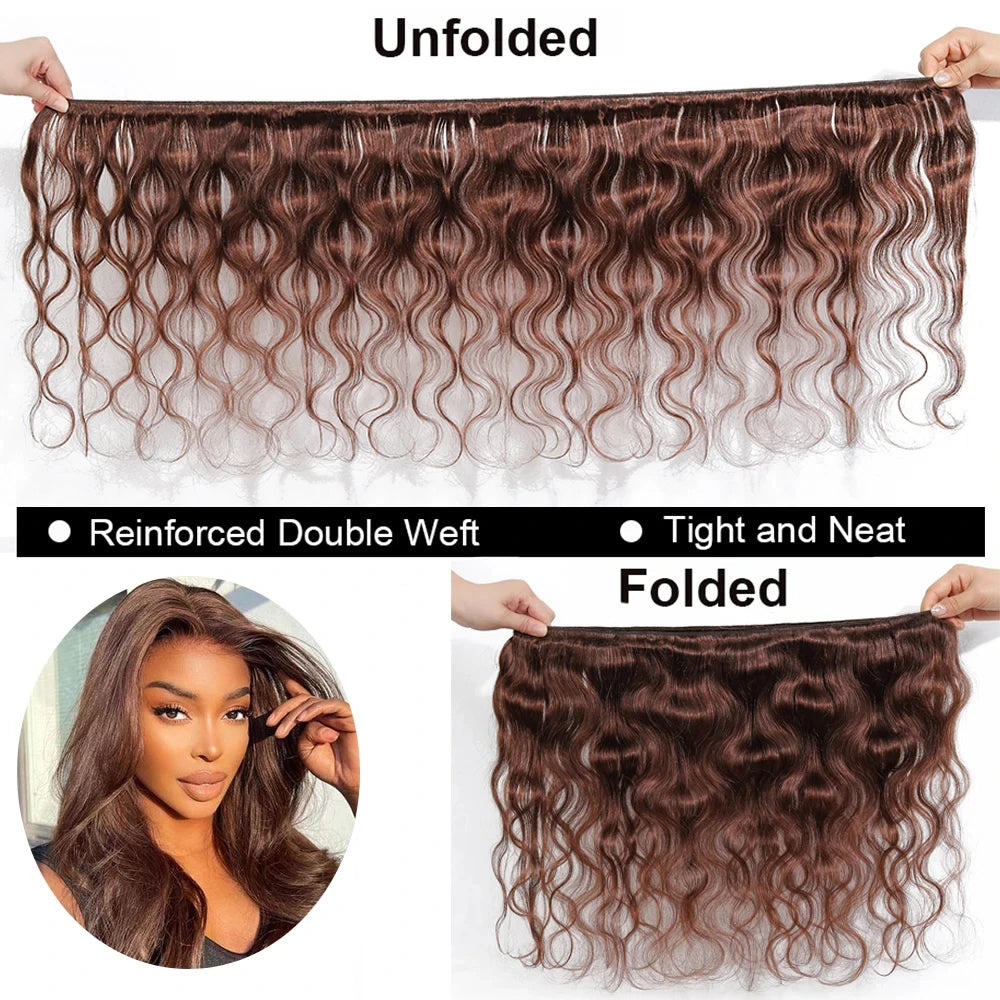 #4 Dark Brown Body Wave Human Hair Bundles
