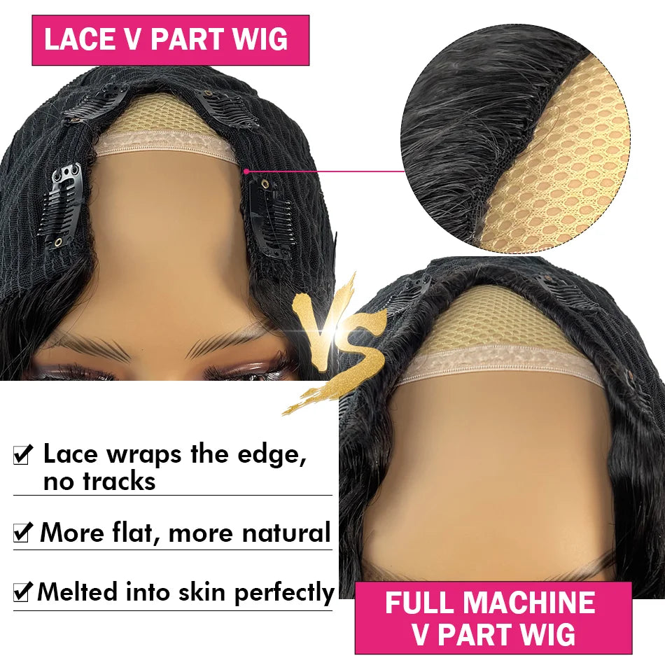 Brazilian Deep Wave - Human Hair No Leave Out Option V & U Part Wigs