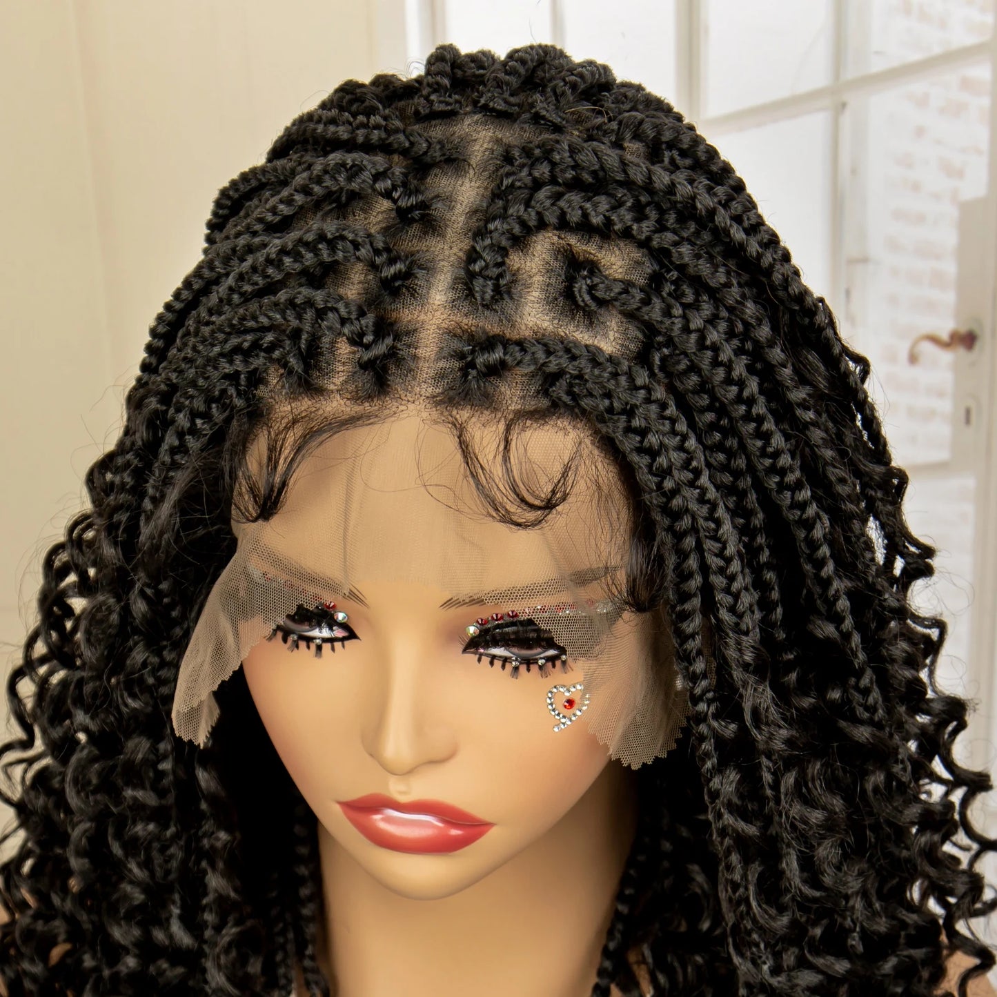 14 Inches Short Box Braided Full Lace Synthetic Boho Wigs  - Various Colors Available