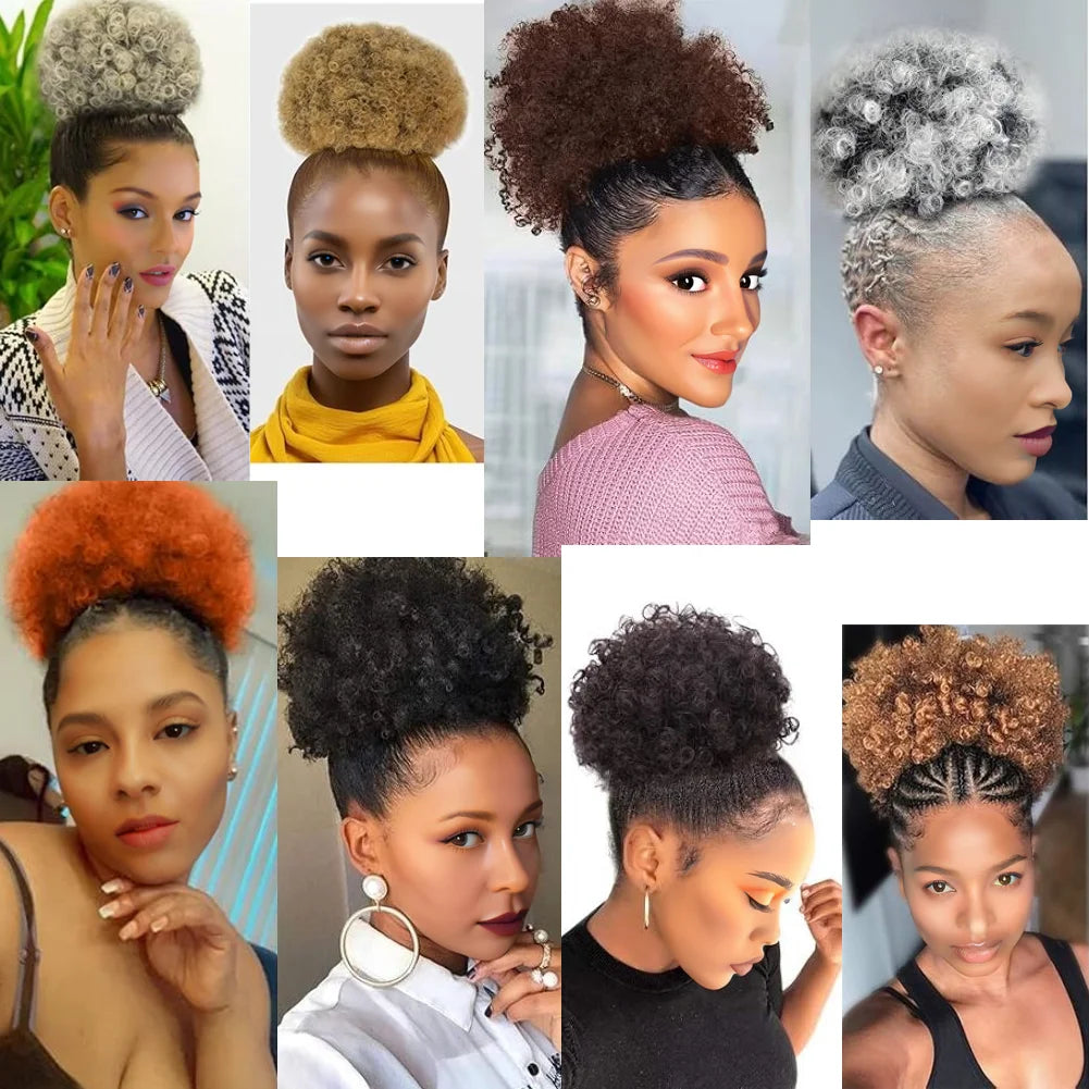Afro Kinky Curly Puff Drawstring Synthetic Bun Ponytail