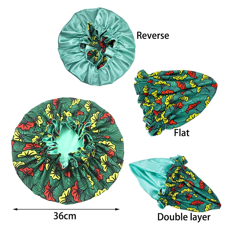 African Pattern Print Satin Bonnets