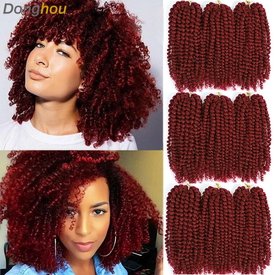 8 Inch Curly Passion Twist Synthetic Crochet Hair - Various Colors Available