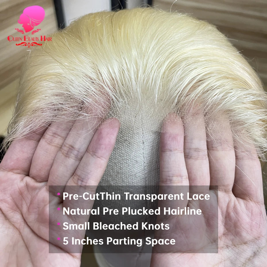 Remy Straight Blonde - Glueless Pre Plucked Lace Human Hair Ready to Go Wig