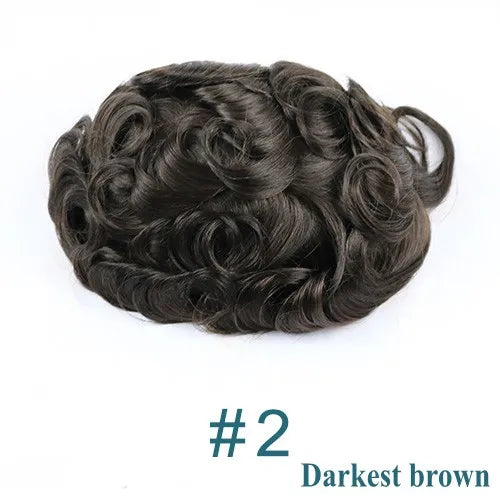 Natural Hairline Hair Replacement System(Toupee) V-loop 0.06-0.08mm PU Base  Straight/Wavy - Colors 1,1B,2 & 3 Available