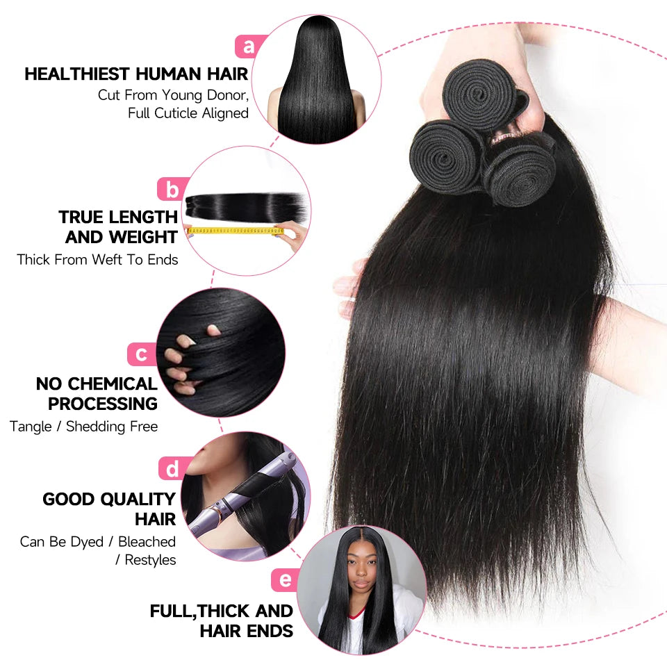 2Trendy - 1 Malaysian 100% Human Hair Straight Bundle