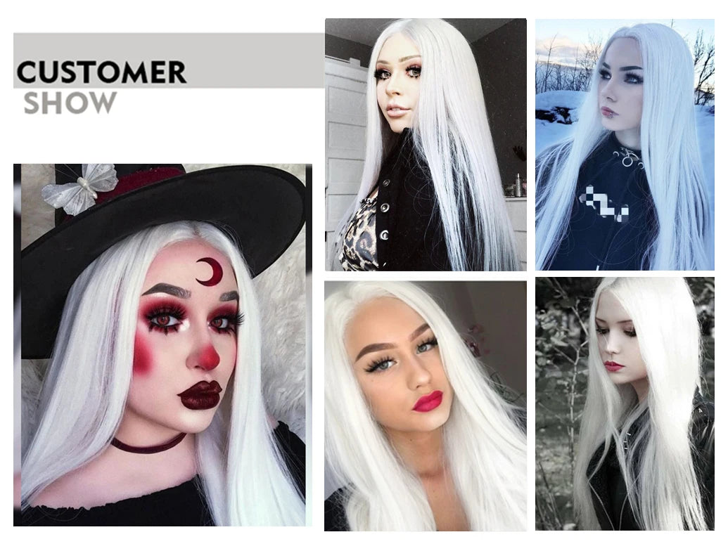 Synthetic Lace Front Long Silky Straight Hair With Middle Wigs - Various Colors Available