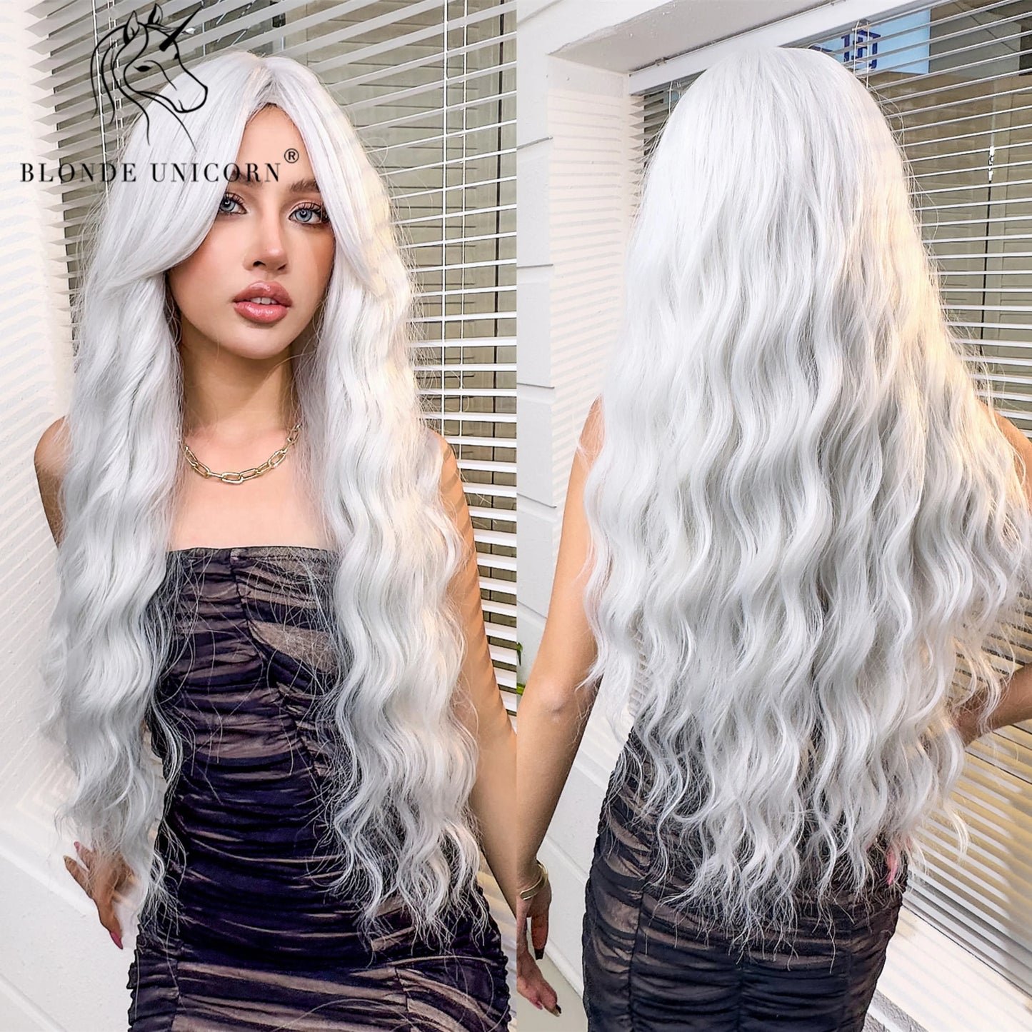 Wavy Synthetic Wig with Bangs - Various Colors Available