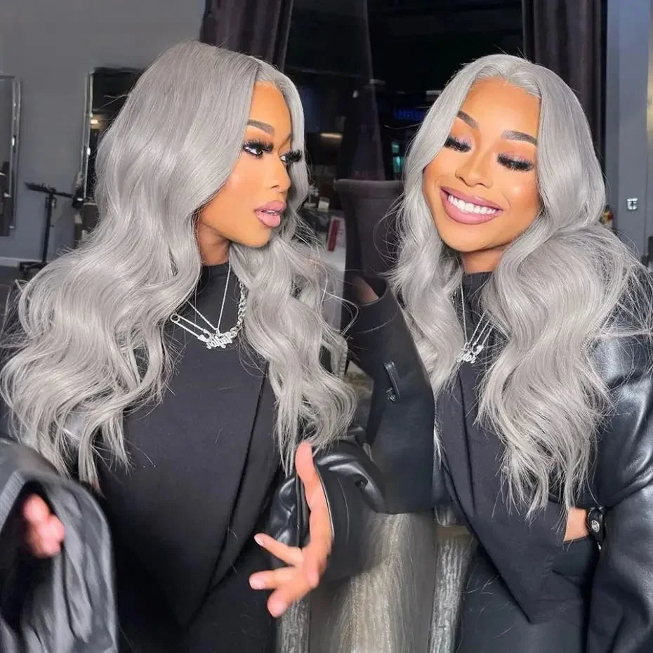 Raw Vietnamese Straight Silver Grey - HD Transparent Lace Frontal Human Hair Wig