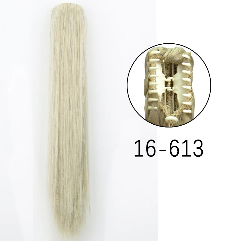 Synthetic Long Straight Claw Clip On 24Inch Ponytail
